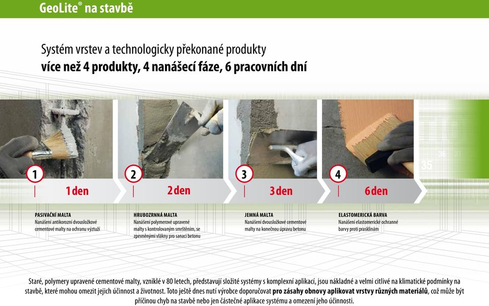 cementové malty na konečnou úpravu betonu ELASTOMERICKÁ BARVA Nanášení elastomerické ochranné barvy proti prasklinám Staré, polymery upravené cementové malty, vzniklé v 80 letech, představují složité