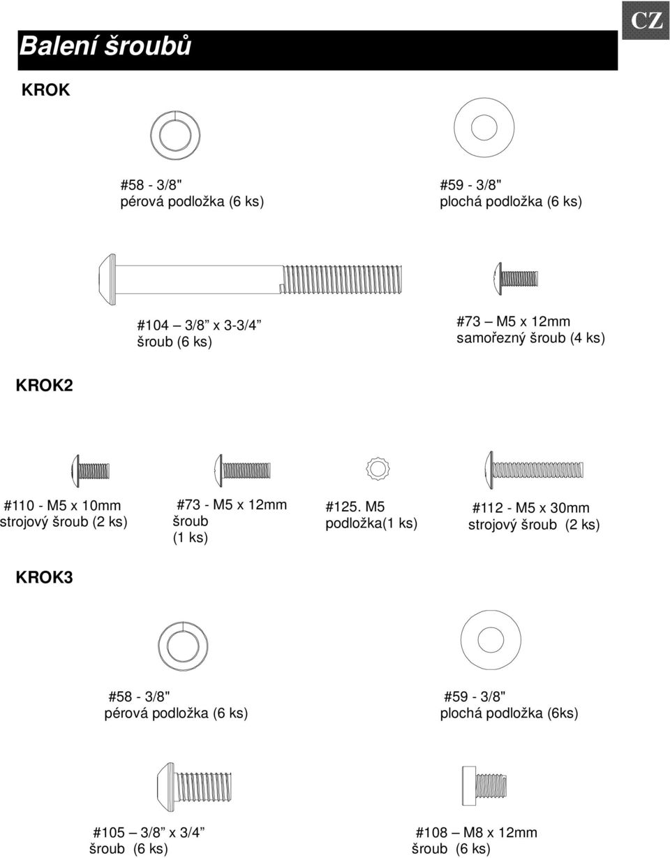 x 12mm šroub (1 ks) #125.