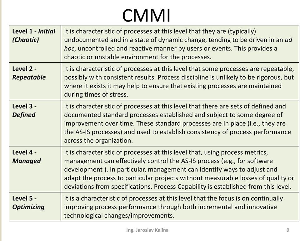 It is characteristic of processes at this level that some processes are repeatable, possibly with consistent results.