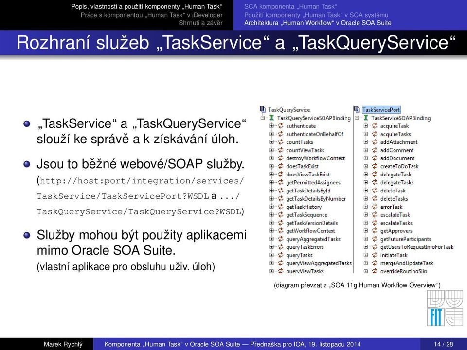 ../ TaskQueryService/TaskQueryService?WSDL) Služby mohou být použity aplikacemi mimo Oracle SOA Suite.