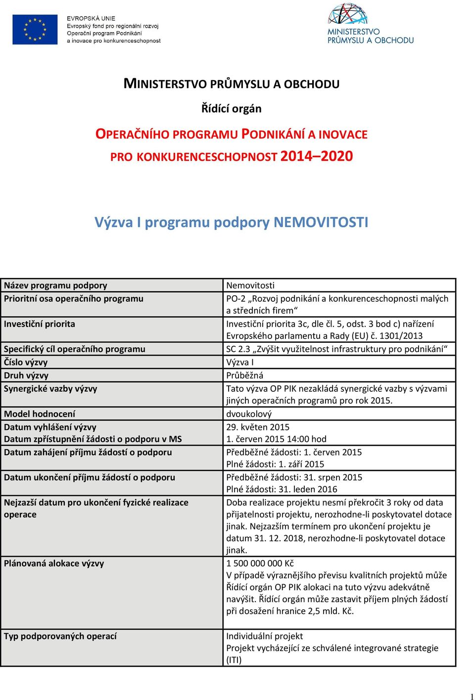 firem Investiční priorita 3c, dle čl. 5, odst. 3 bod c) nařízení Evropského parlamentu a Rady (EU) č. 1301/2013 SC 2.