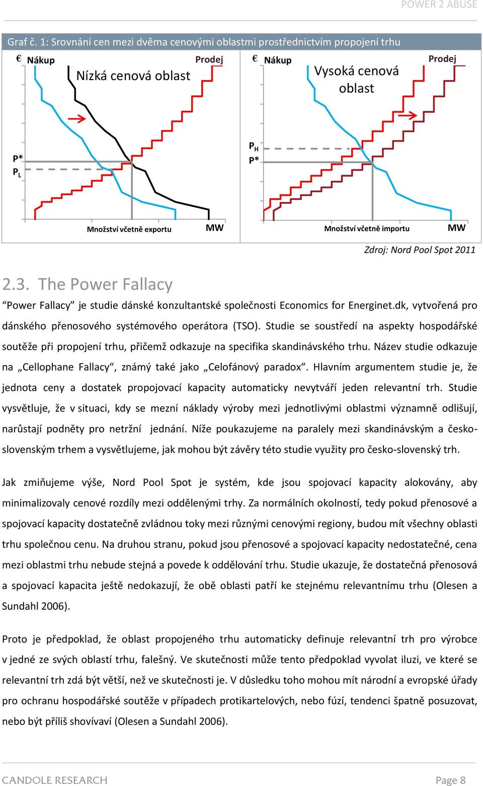 importu MW 2.3. The Power Fallacy Zdroj: Nord Pool Spot 2011 Power Fallacy je studie dánské konzultantské společnosti Economics for Energinet.