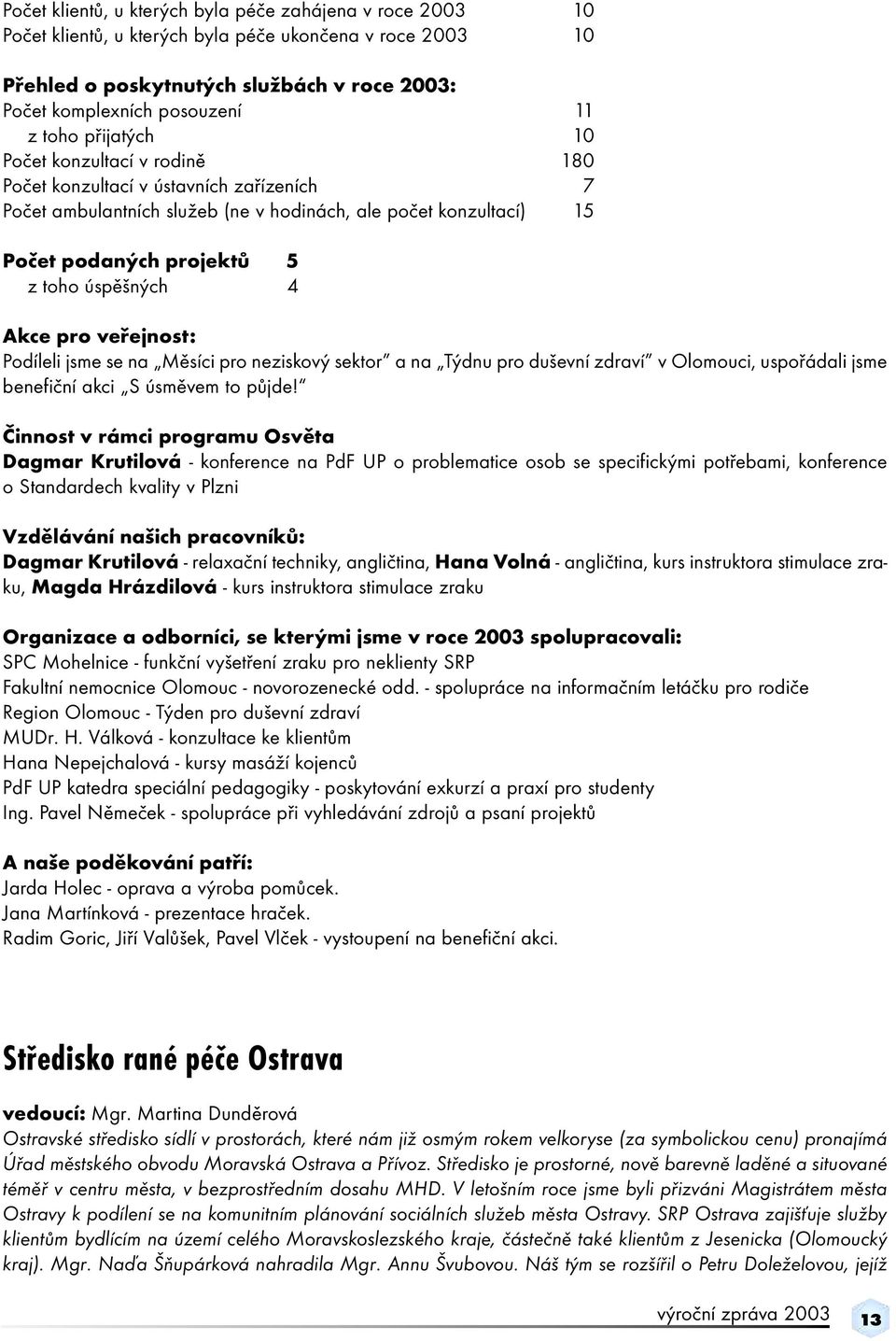 4 Akce pro veřejnost: Podíleli jsme se na Měsíci pro neziskový sektor a na Týdnu pro duševní zdraví v Olomouci, uspořádali jsme benefiční akci S úsměvem to půjde!