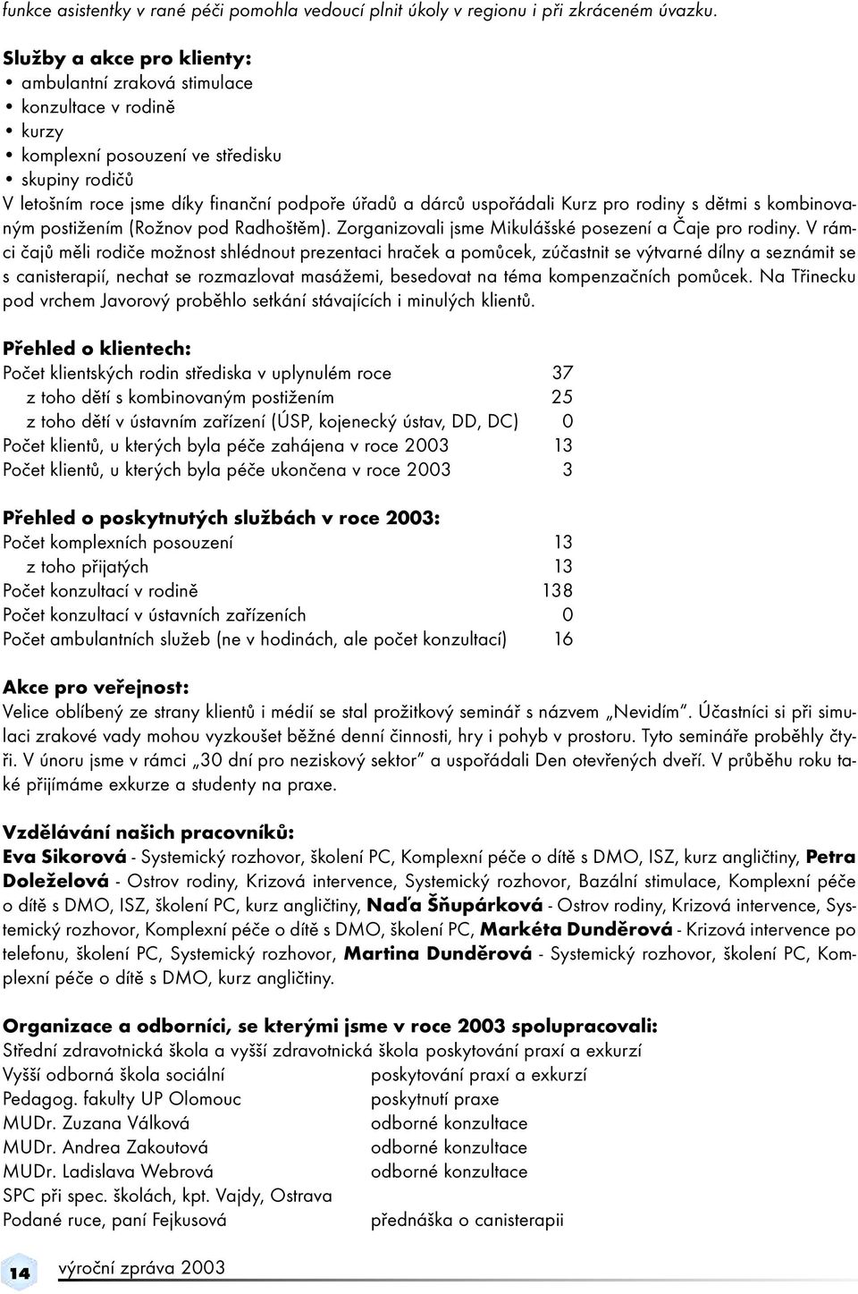 Kurz pro rodiny s dětmi s kombinovaným postižením (Rožnov pod Radhoštěm). Zorganizovali jsme Mikulášské posezení a Čaje pro rodiny.