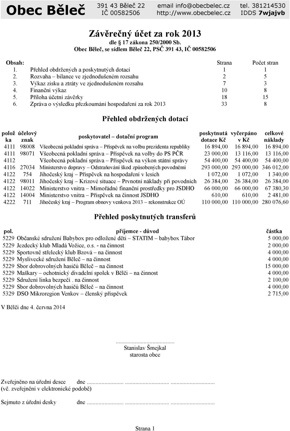 Výkaz zisku a ztráty ve zjednodušeném rozsahu 7 3 4. Finanční výkaz 10 8 5. Příloha účetní závěrky 18 15 6.