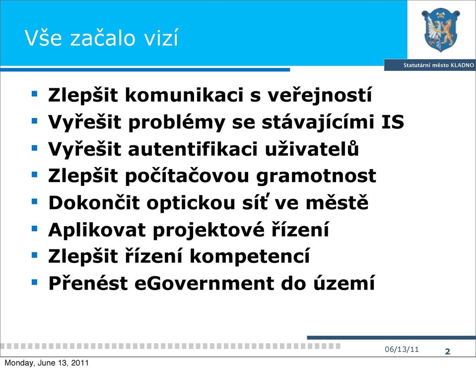 gramotnost Dokončit optickou síť ve městě Aplikovat projektové