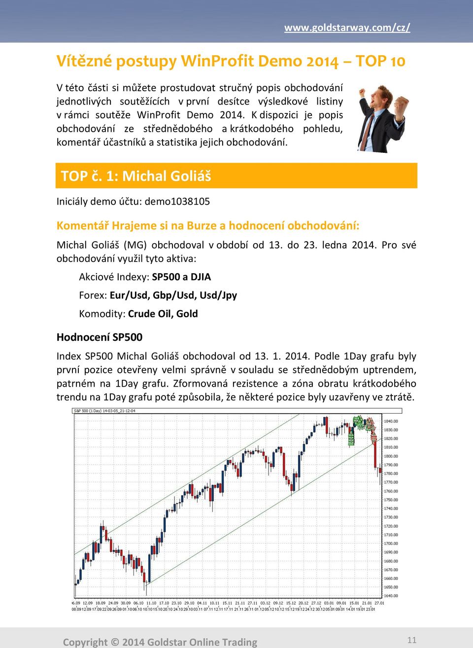 1: Michal Goliáš Iniciály demo účtu: demo1038105 Komentář Hrajeme si na Burze a hodnocení obchodování: Michal Goliáš (MG) obchodoval v období od 13. do 23. ledna 2014.
