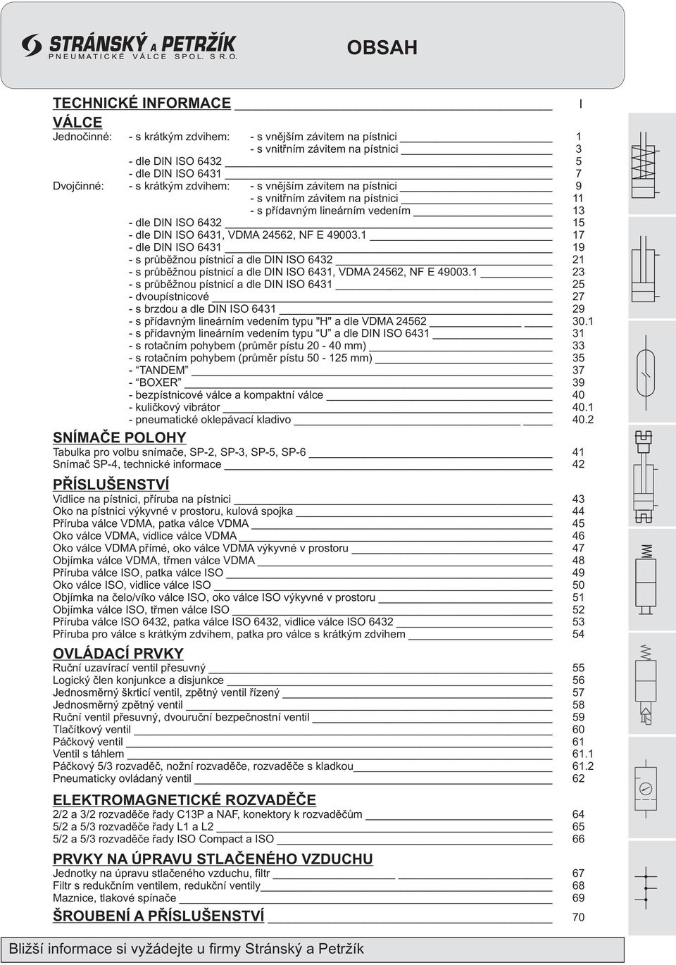 1 17 - dle DIN ISO 6431 19 - s průběžnou pístnicí a dle DIN ISO 6432 21 - s průběžnou pístnicí a dle DIN ISO 6431, VDM 24562, NF E 49003.