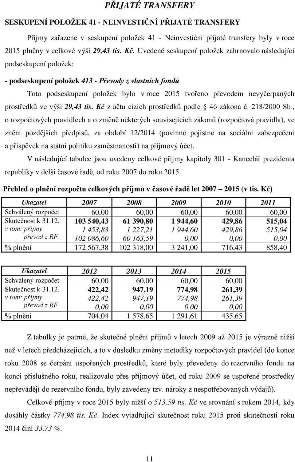 prostředků ve výši 29,43 tis. Kč z účtu cizích prostředků podle 46 zákona č. 218/2000 Sb.