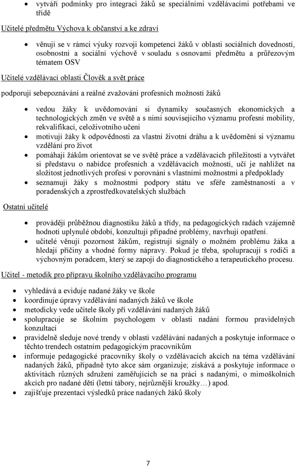 profesních možností žáků vedou žáky k uvědomování si dynamiky současných ekonomických a technologických změn ve světě a s nimi souvisejícího významu profesní mobility, rekvalifikací, celoživotního