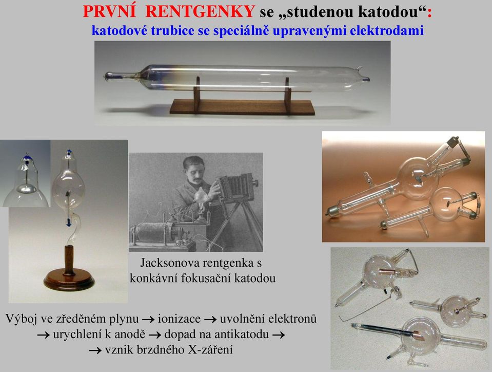 konkávní fokusační katodou Výboj ve zředěném plynu ionizace