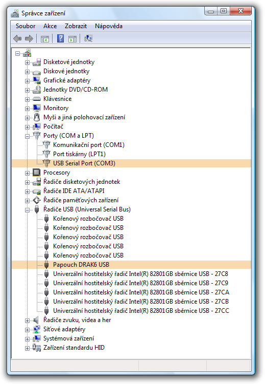 Quido USB Z m ě n a č í s l a s é r i o v é h o p o r t u Při instalaci je zařízení přiřazeno nejbližší neobsazené číslo portu z intervalu 1 až 255. Někdy může být potřeba číslo portu změnit.