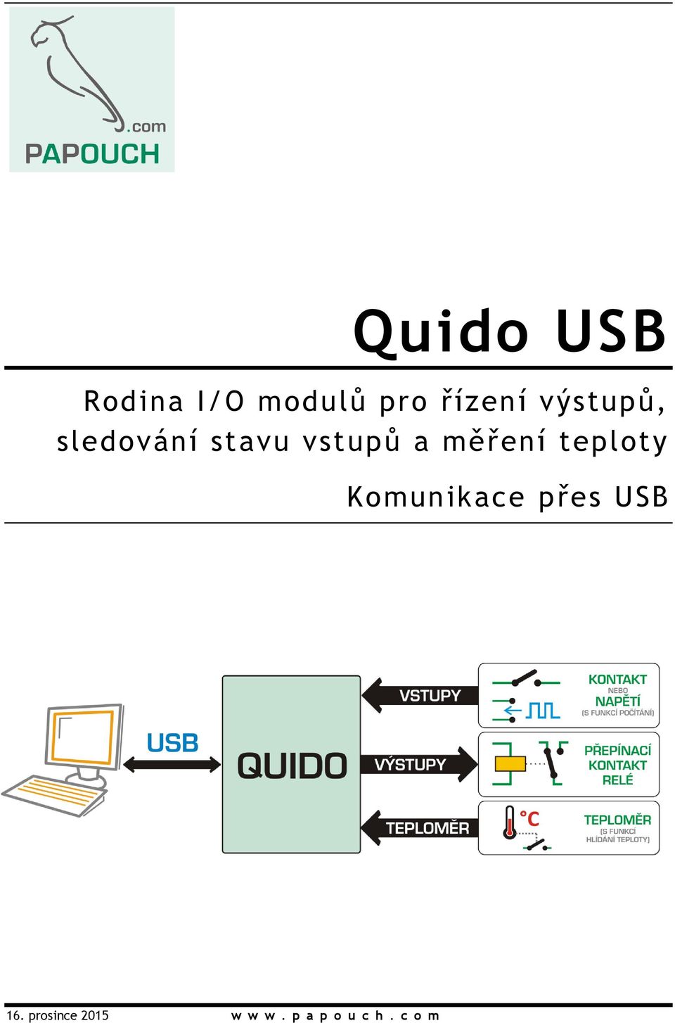 měření teploty Komunikace přes USB 16.