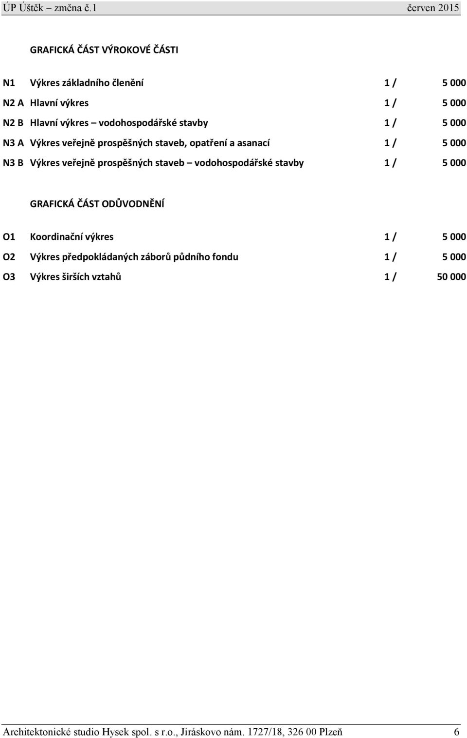 prospěšných staveb vodohospodářské stavby 1 / 5 000 GRAFICKÁ ČÁST ODŮVODNĚNÍ O1 Koordinační výkres 1 / 5 000 O2 Výkres