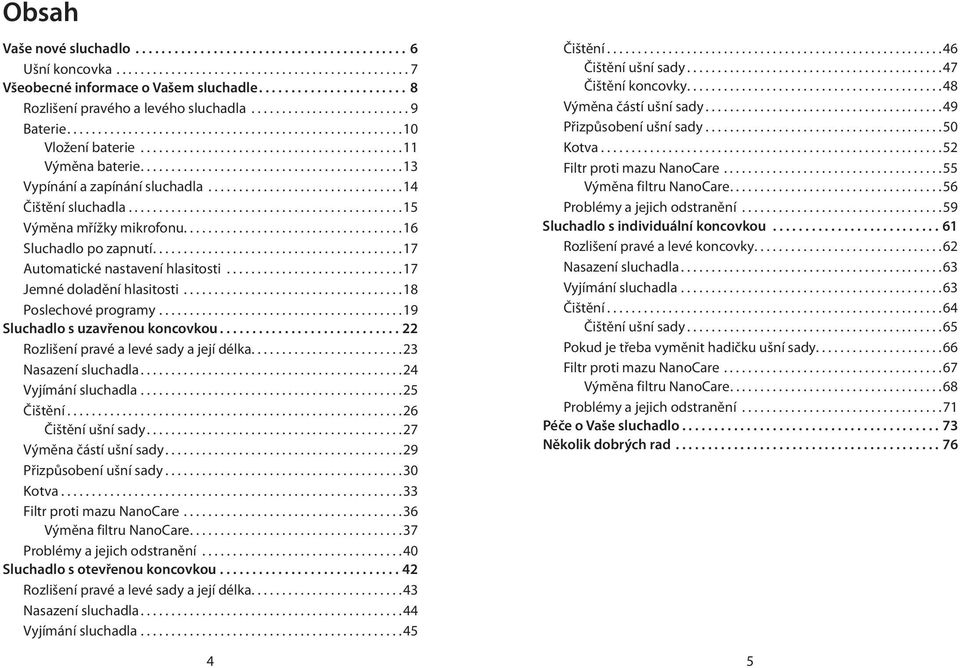 ..........................................13 Vypínání a zapínání sluchadla................................14 Čištění sluchadla.............................................15 Výměna mřížky mikrofonu.