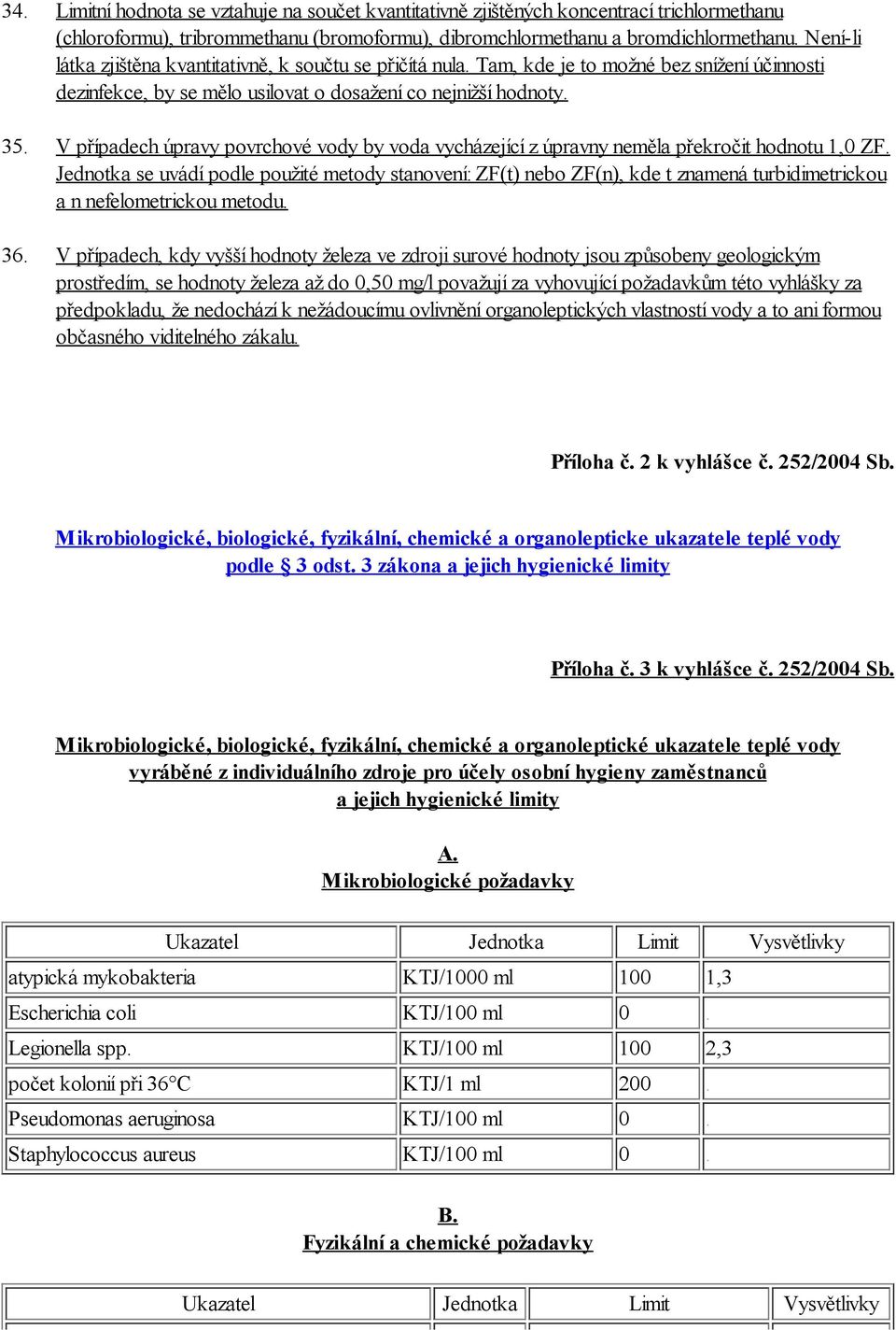 V případech úpravy povrchové vody by voda vycházející z úpravny neměla překročit hodnotu 1,0 ZF.