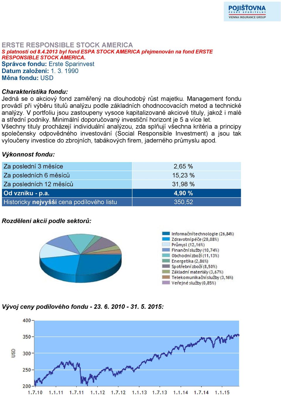 V portfoliu jsou zastoupeny vysoce kapitalizované akciové tituly, jakož i malé a střední podniky. Minimální doporučovaný investiční horizont je 5 a více let.