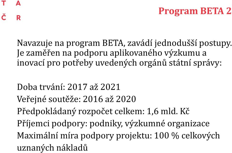 správy: Doba trvání: 2017 až 2021 Veřejné soutěže: 2016 až 2020 Předpokládaný rozpočet