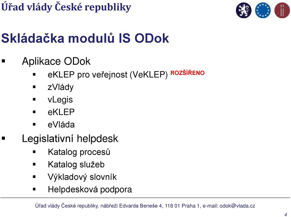 evláda Legislativní helpdesk Katalog procesů