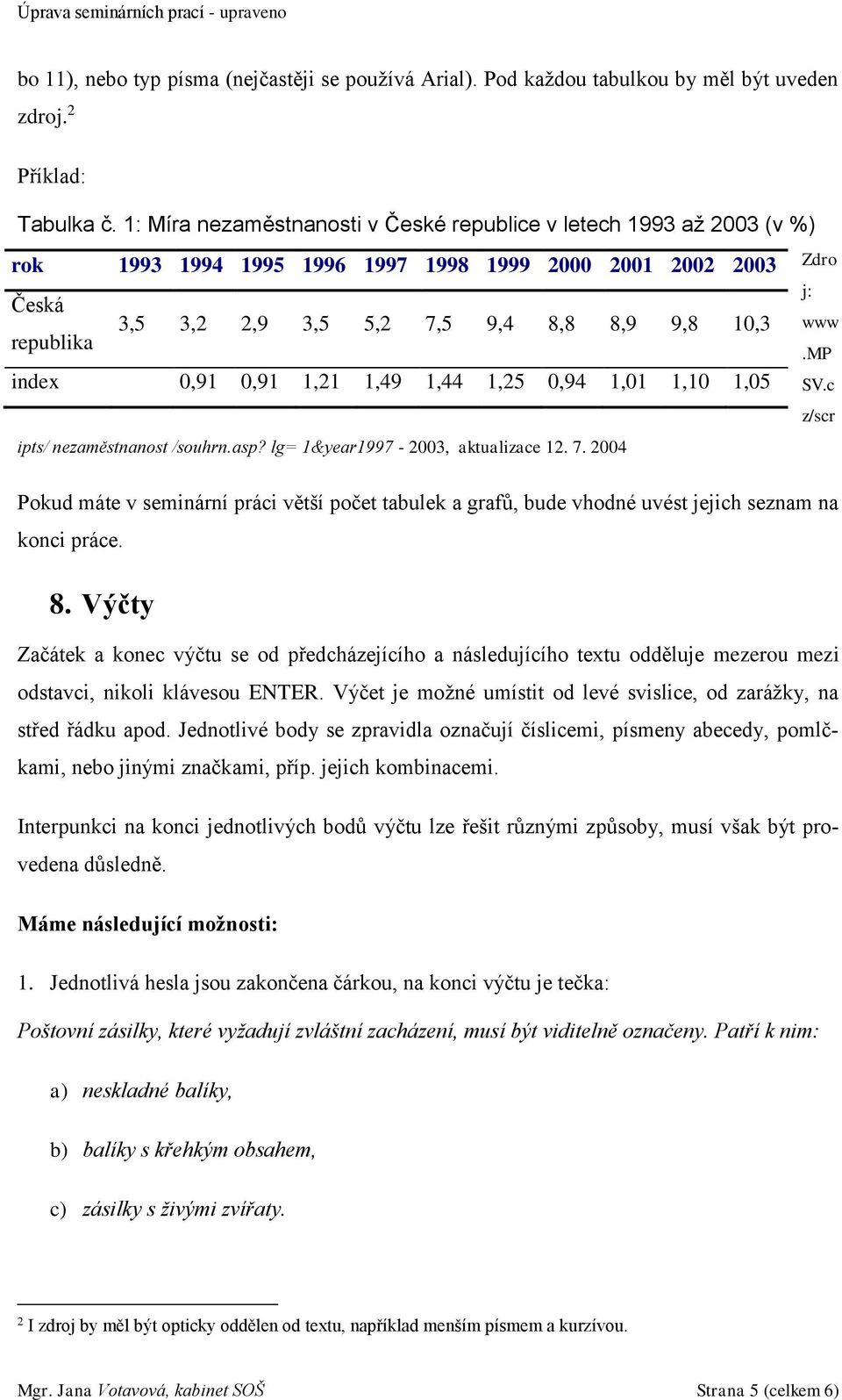 0,91 0,91 1,21 1,49 1,44 1,25 0,94 1,01 1,10 1,05 ipts/ nezaměstnanost /souhrn.asp? lg= 1&year1997-2003, aktualizace 12. 7. 2004 Zdro j: www.mp SV.