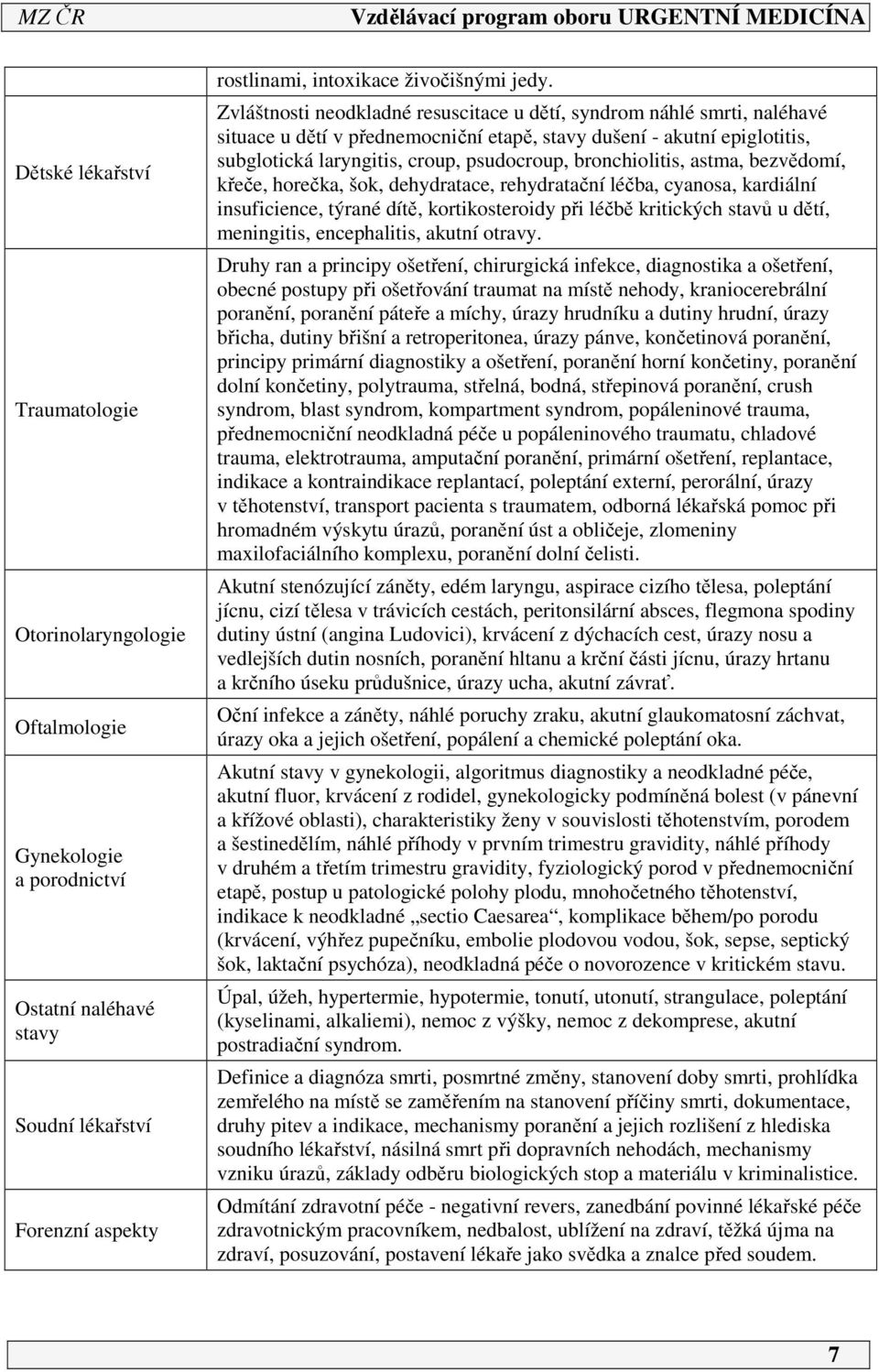 bronchiolitis, astma, bezvědomí, křeče, horečka, šok, dehydratace, rehydratační léčba, cyanosa, kardiální insuficience, týrané dítě, kortikosteroidy při léčbě kritických stavů u dětí, meningitis,