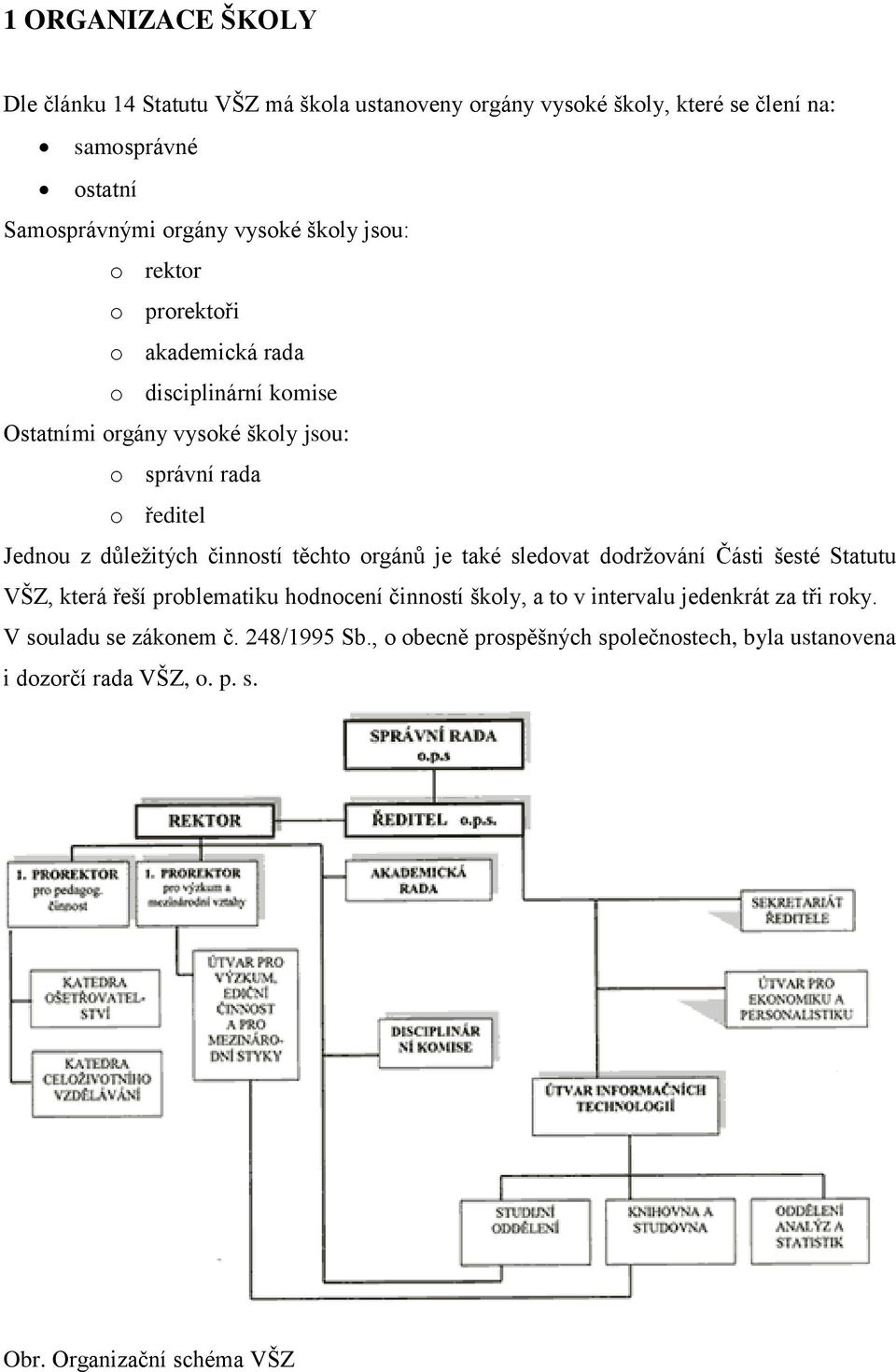 činností těchto orgánů je také sledovat dodržování Části šesté Statutu VŠZ, která řeší problematiku hodnocení činností školy, a to v intervalu jedenkrát za