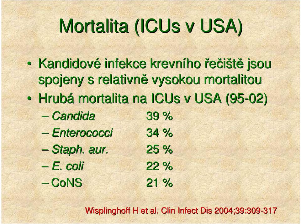 USA (95-02 02) Candida 39 % Enterococci 34 % Staph.. aur. 25 % E.