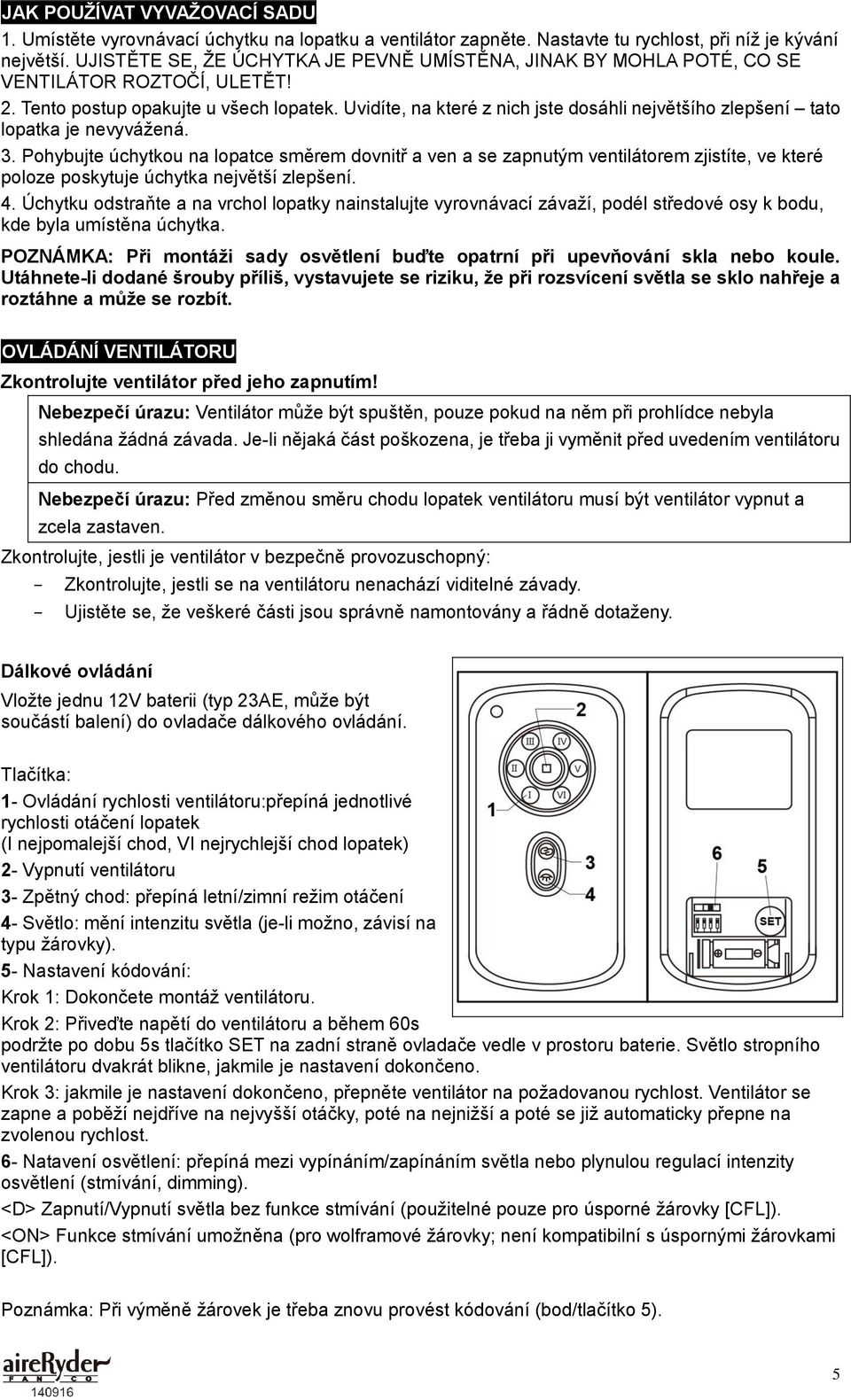 INSTRUCTIONS FOR INSTALLATION AND USE - PDF Stažení zdarma