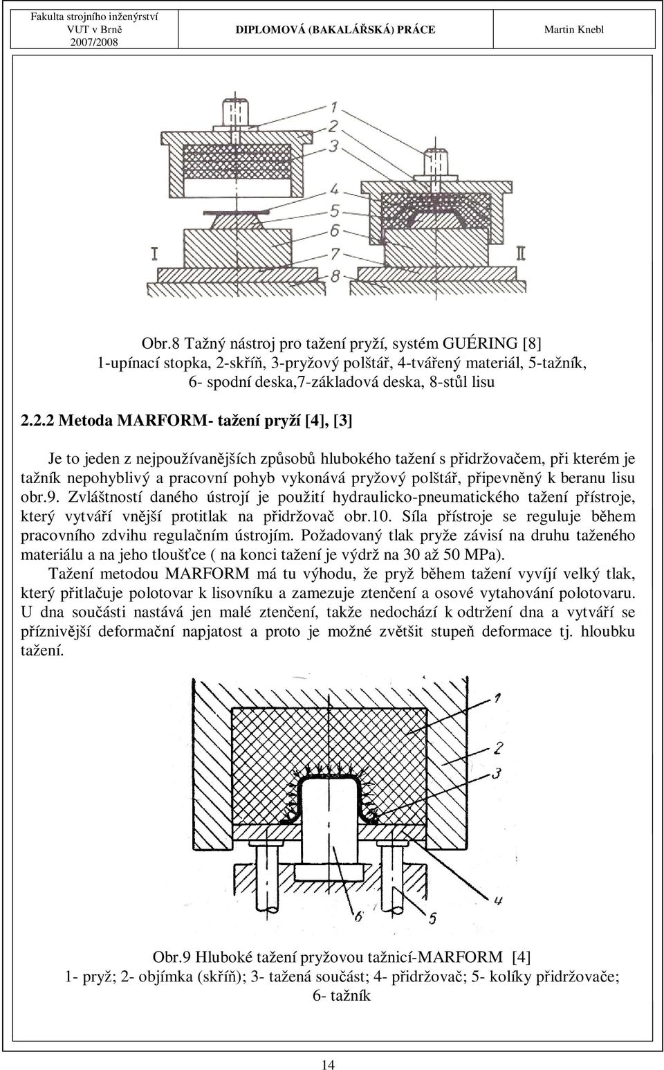 2.2 Metoda MARFORM- tažení pryží [4], [3] Je to jeden z nejpoužívanějších způsobů hlubokého tažení s přidržovačem, při kterém je tažník nepohyblivý a pracovní pohyb vykonává pryžový polštář,