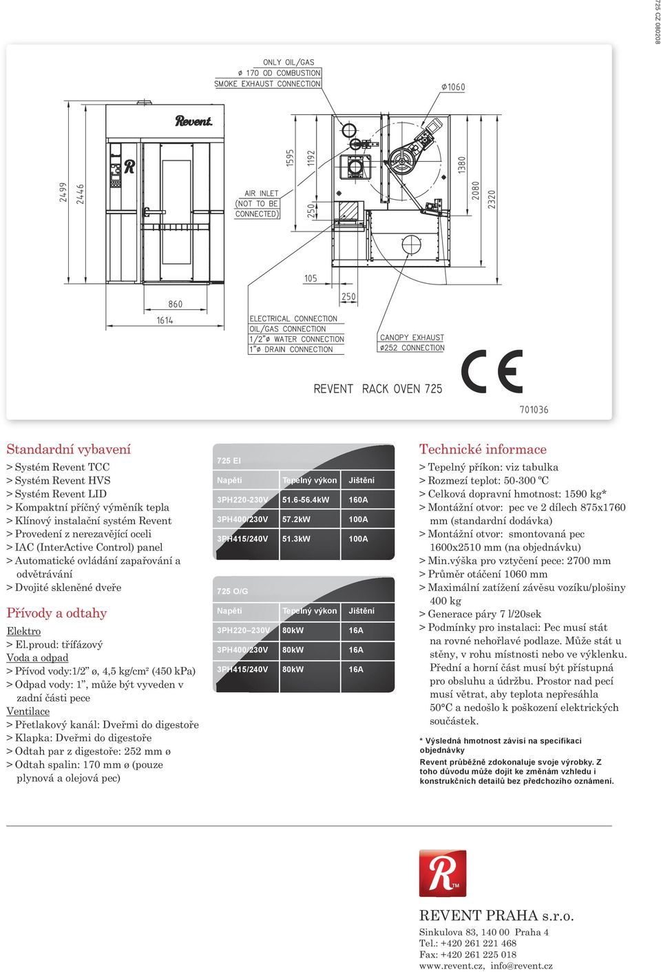 proud: třífázový Voda a odpad > Přívod vody:1/2 ø, 4,5 kg/cm² (450 kpa) > Odpad vody: 1, může být vyveden v zadní části pece Ventilace > Přetlakový kanál: Dveřmi do digestoře > Klapka: Dveřmi do