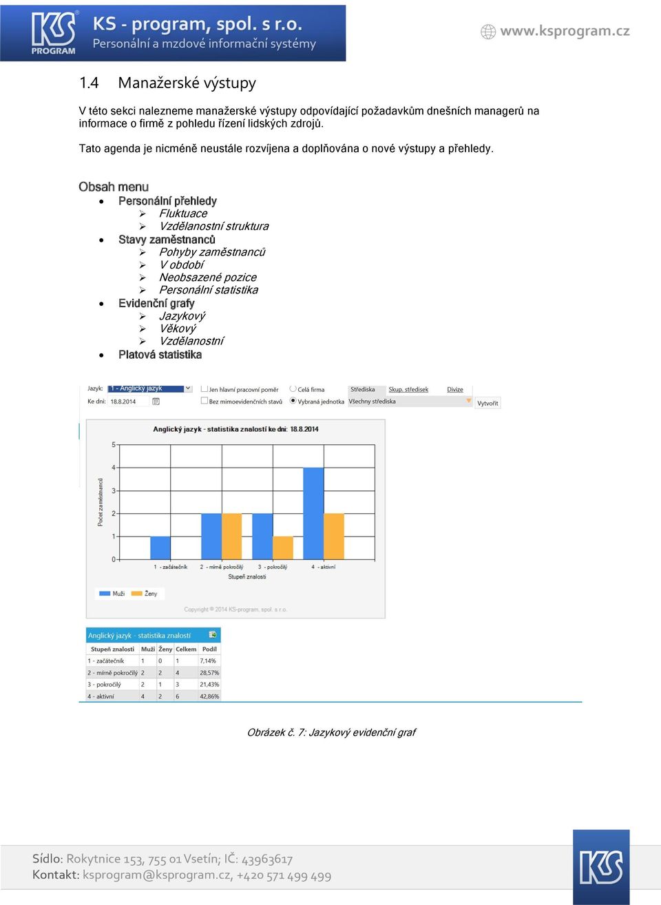 Obsah menu Personální přehledy Fluktuace Vzdělanostní struktura Stavy zaměstnanců Pohyby zaměstnanců V období Neobsazené