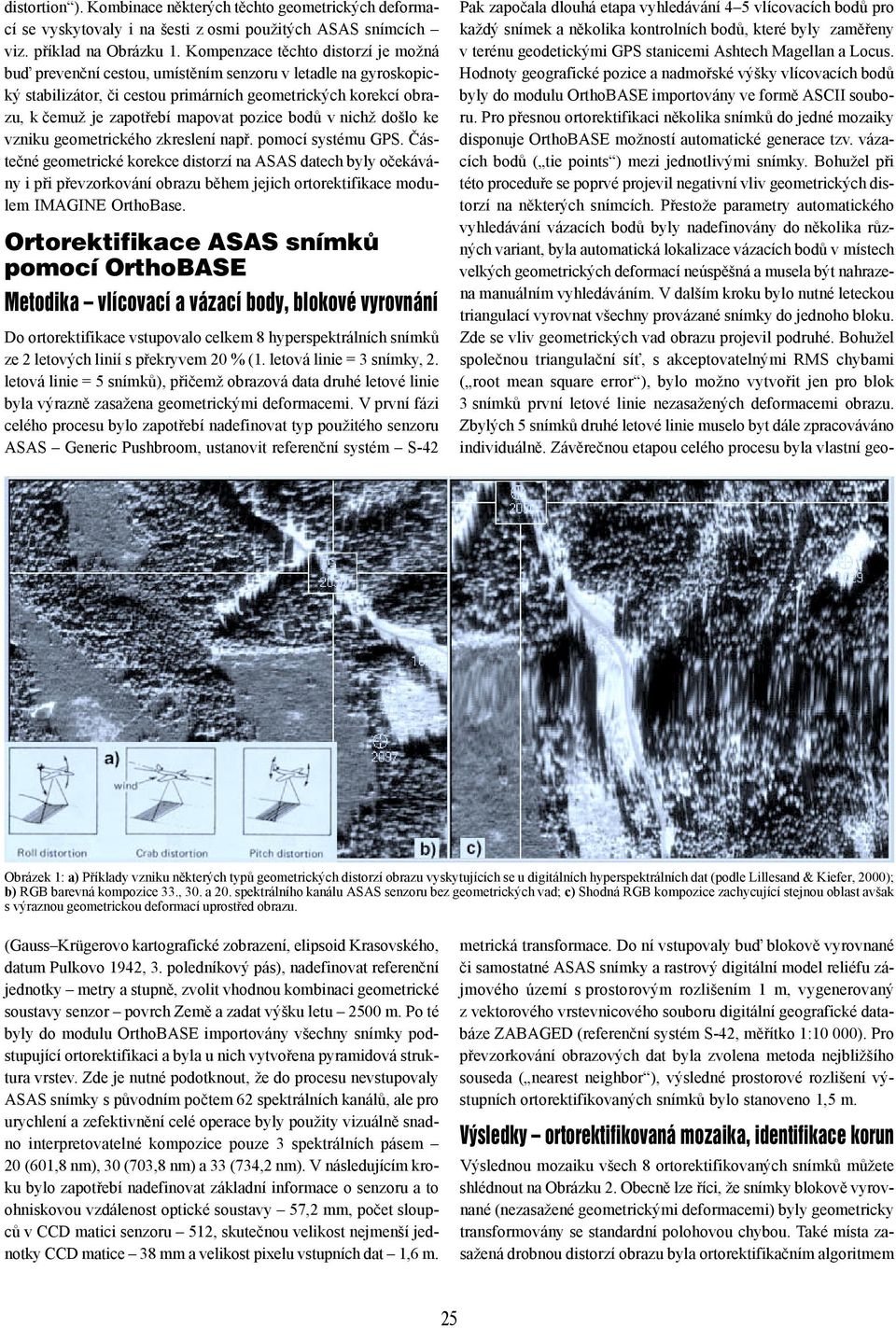 pozice bodů v nichž došlo ke vzniku geometrického zkreslení např. pomocí systému GPS.