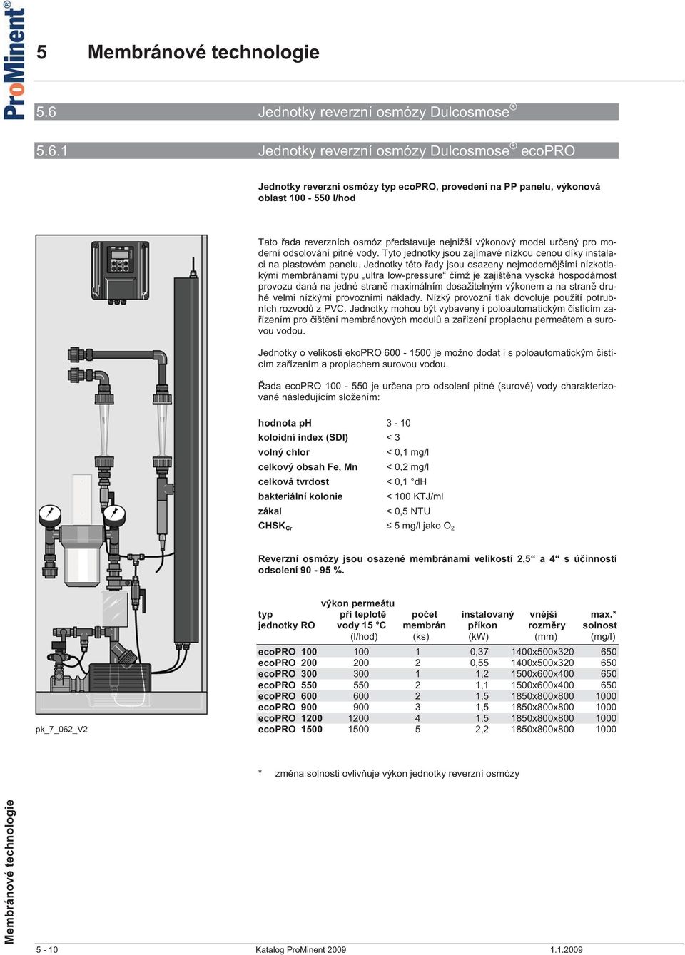 Jednotky této ady jsou osazeny nejmodern jšími nízkotlakými membránami typu ultra low-pressure ímž je zajišt na vysoká hospodárnost provozu daná na jedné stran maximálním dosažitelným výkonem a na