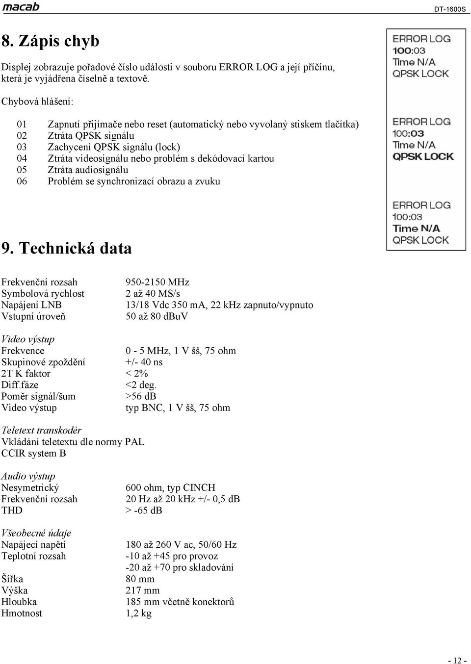 kartou 05 Ztráta audiosignálu 06 Problém se synchronizací obrazu a zvuku 9.