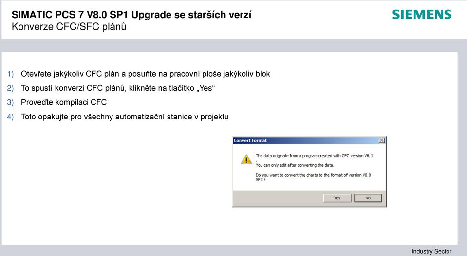 konverzi CFC plánů, klikněte na tlačítko Yes 3) Proveďte