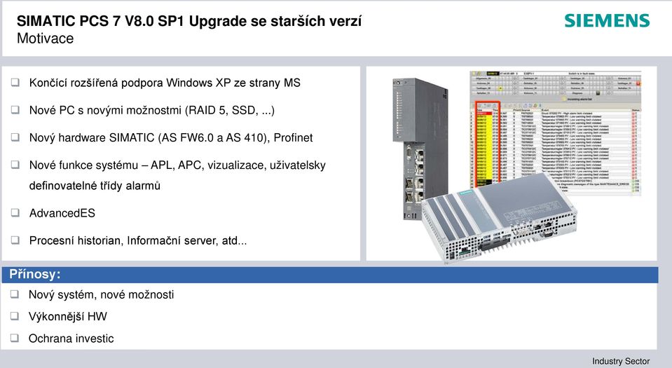 0 a AS 410), Profinet Nové funkce systému APL, APC, vizualizace, uživatelsky definovatelné