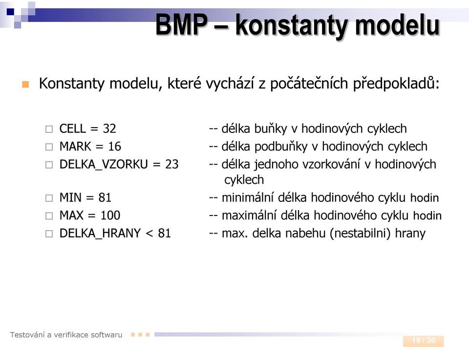 podbuňky v hodinových cyklech -- délka jednoho vzorkování v hodinových cyklech -- minimální délka