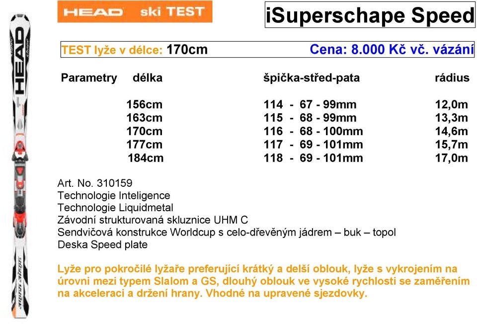 184cm 118-69 - 101mm 17,0m Art. No.