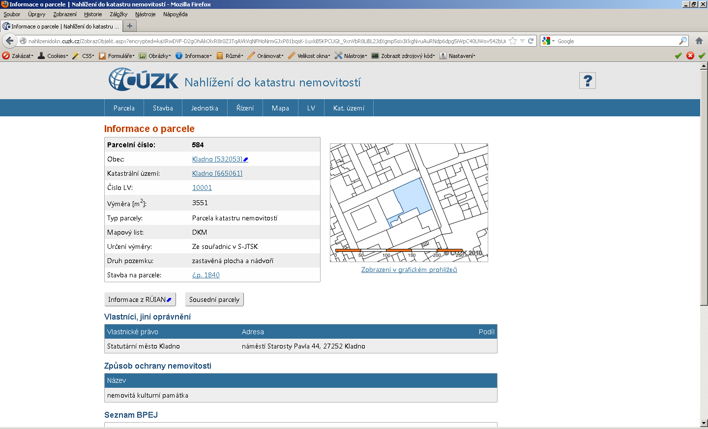 digitalizovaných částí map i jejich přesnou polohu v mapě.