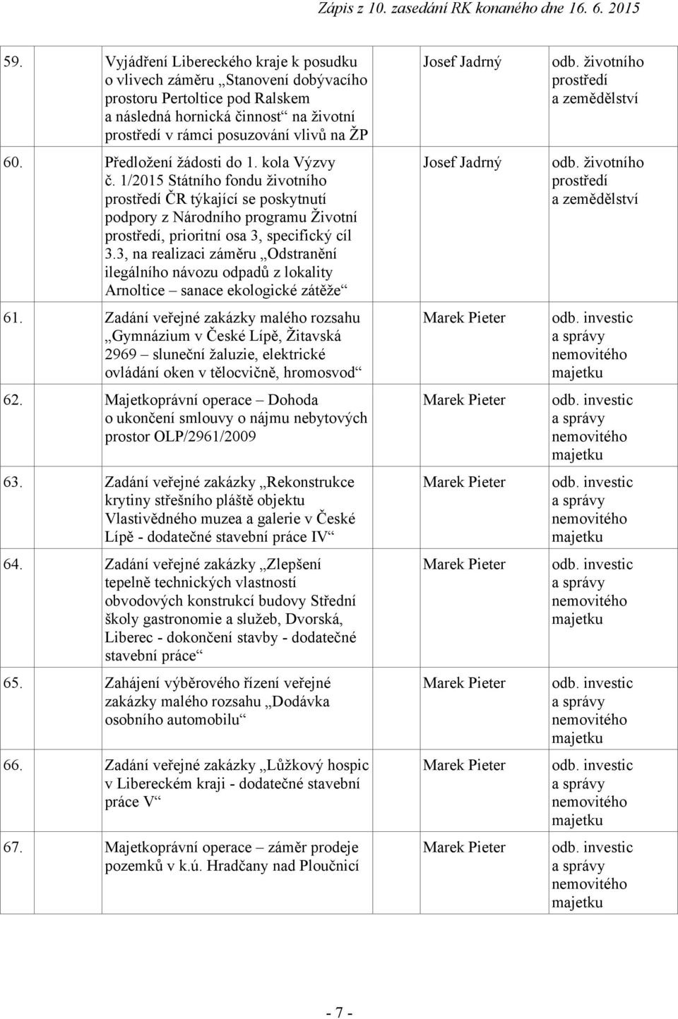 3, na realizaci záměru Odstranění ilegálního návozu odpadů z lokality Arnoltice sanace ekologické zátěže 61.