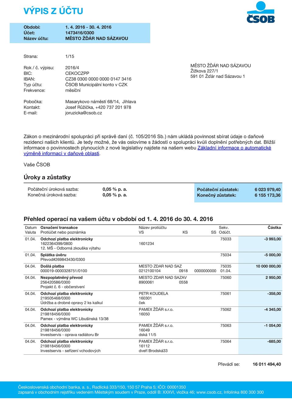 Masarykovo náměstí 68/14, Jihlava Kontakt: Josef Růžička, +420 737 201 978 E-mail: joruzicka@csob.cz Zákon o mezinárodní spolupráci při správě daní (č. 105/2016 Sb.