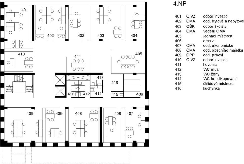 odd. ekonomické 408 OMA odd. obecního majetku 409 OPP odd.