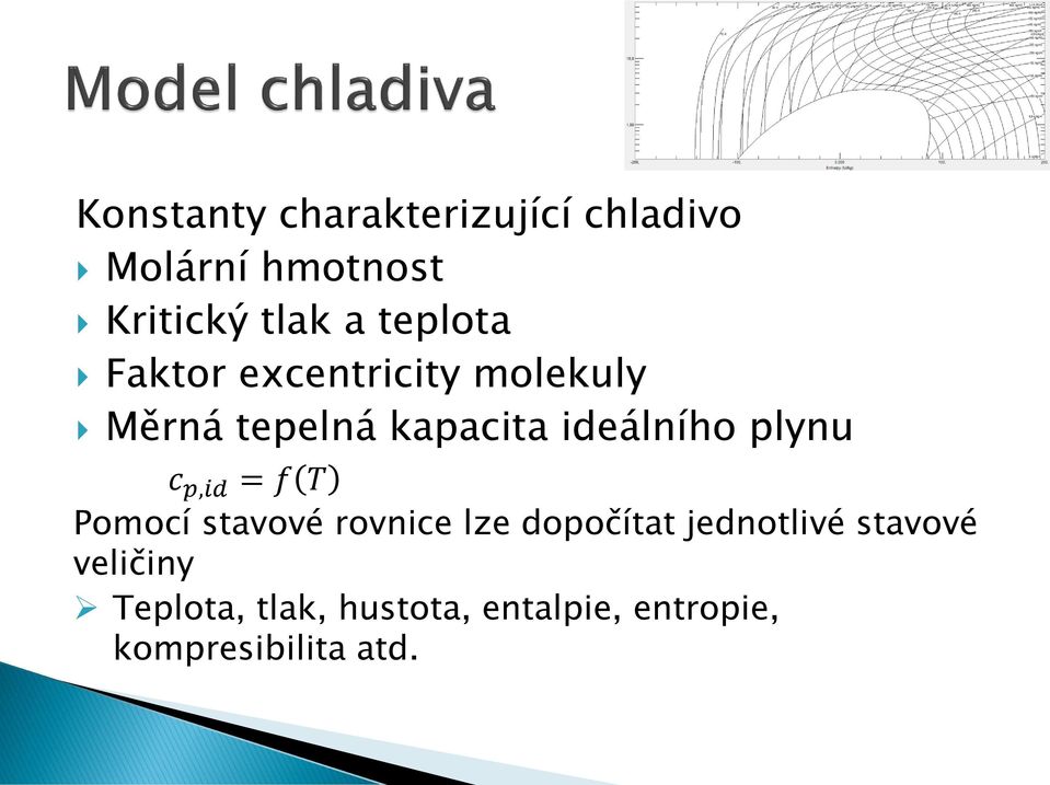 plynu c p,id = f T Pomocí stavové rovnice lze dopočítat jednotlivé