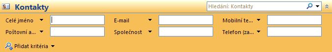 4.3 Rozšířená kritéria vyhledávání Další kritéria pro vyhledávání v položkách využijete v okamžiku, kdy potřebujete vyhledat zprávu či položku v aplikaci a nestačí vám základní výběr podle jednoho