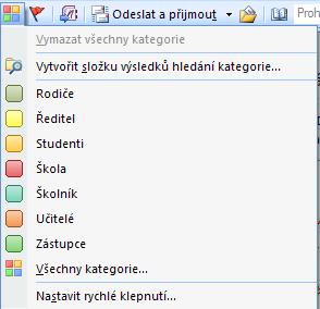 5 Barevné kategorie Barevné kategorie slouží k rychlejší orientaci mezi jednotlivými položkami. Jedná se o vizuální přizpůsobení konkrétních položek, které spolu nějakým způsobem souvisí.