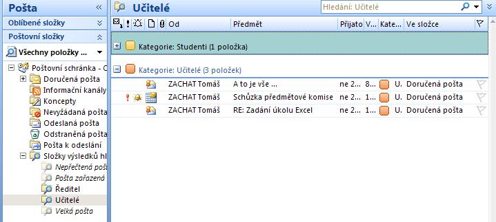 5.6 Cvičení Barevné kategorie 5.6.1 Zadání Ve vaší e-mailové poště máte velké množství e-mailů, které se váží k různým tématům a jsou od různých odesílatelů.