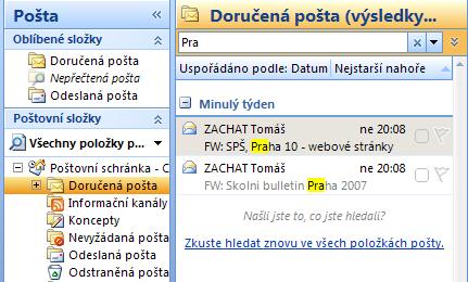 4.2 Vyhledávání ve zprávách Celá operace vyhledávání je velmi jednoduchá.