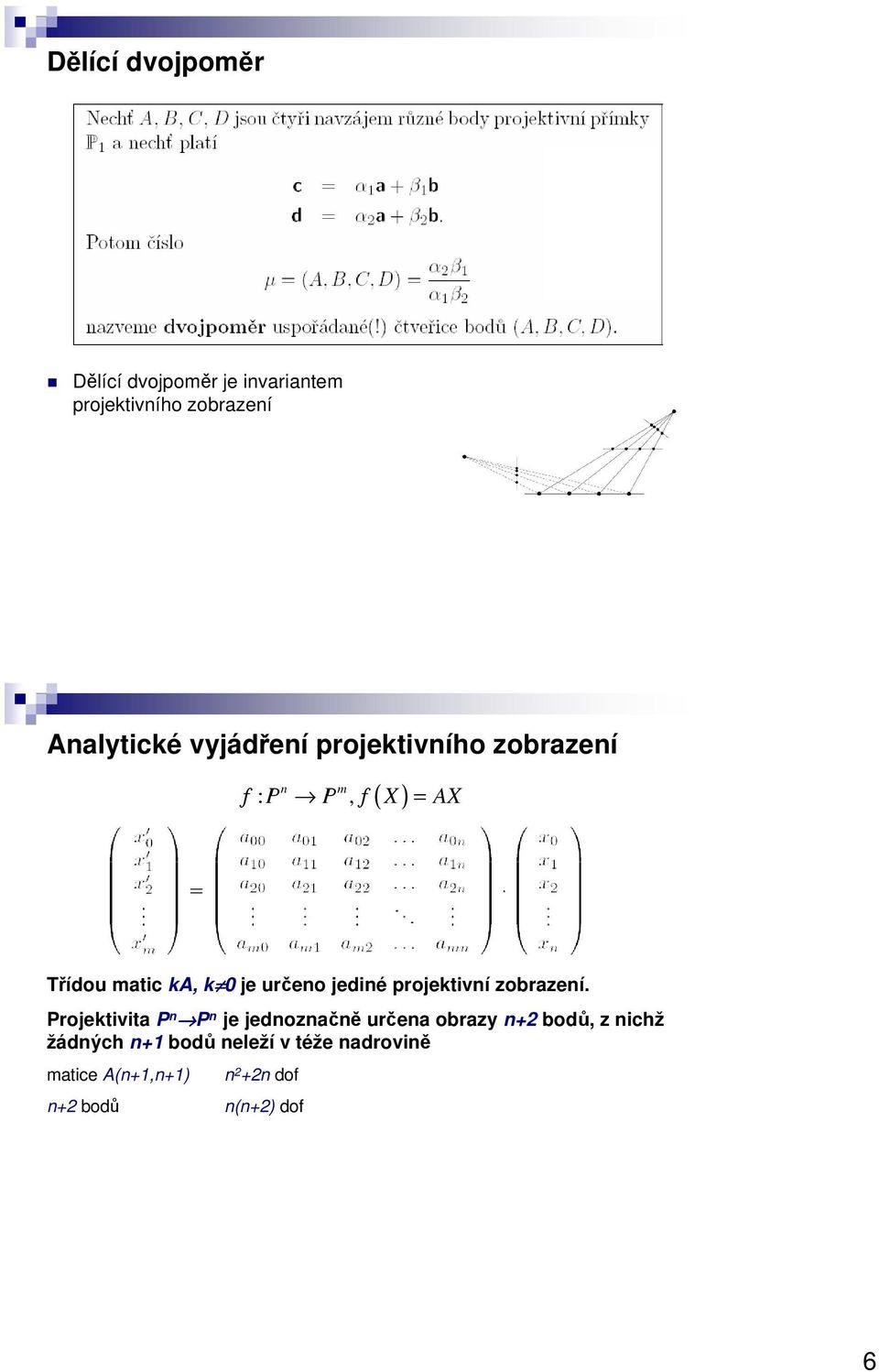 jediné projektivní zobrazení.