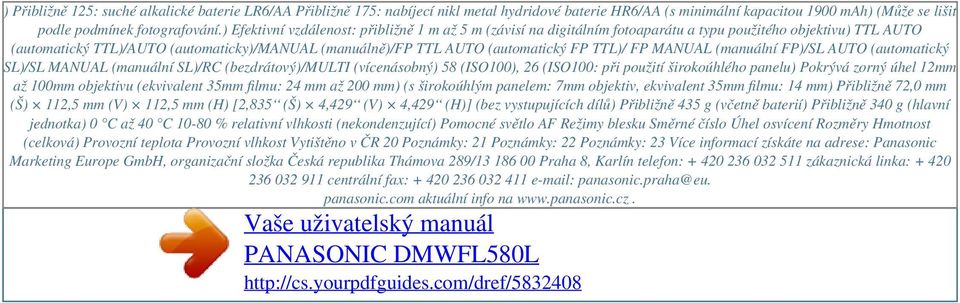 ) Efektivní vzdálenost: přibližně 1 m až 5 m (závisí na digitálním fotoaparátu a typu použitého objektivu) TTL AUTO (automatický TTL)/AUTO (automaticky)/manual (manuálně)/fp TTL AUTO (automatický FP