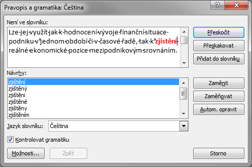 Kapitola 8: Karta Revize 92 Tlačítkem Odebrat lze odebrat uživatelský slovník ze seznamu používaných slovníků. OBR.